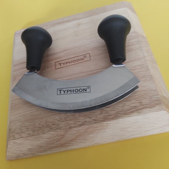 Typhoon Two Handle Double Stainless Steel Blade Herb Cutter wood cutting board - Picture 5 of 7